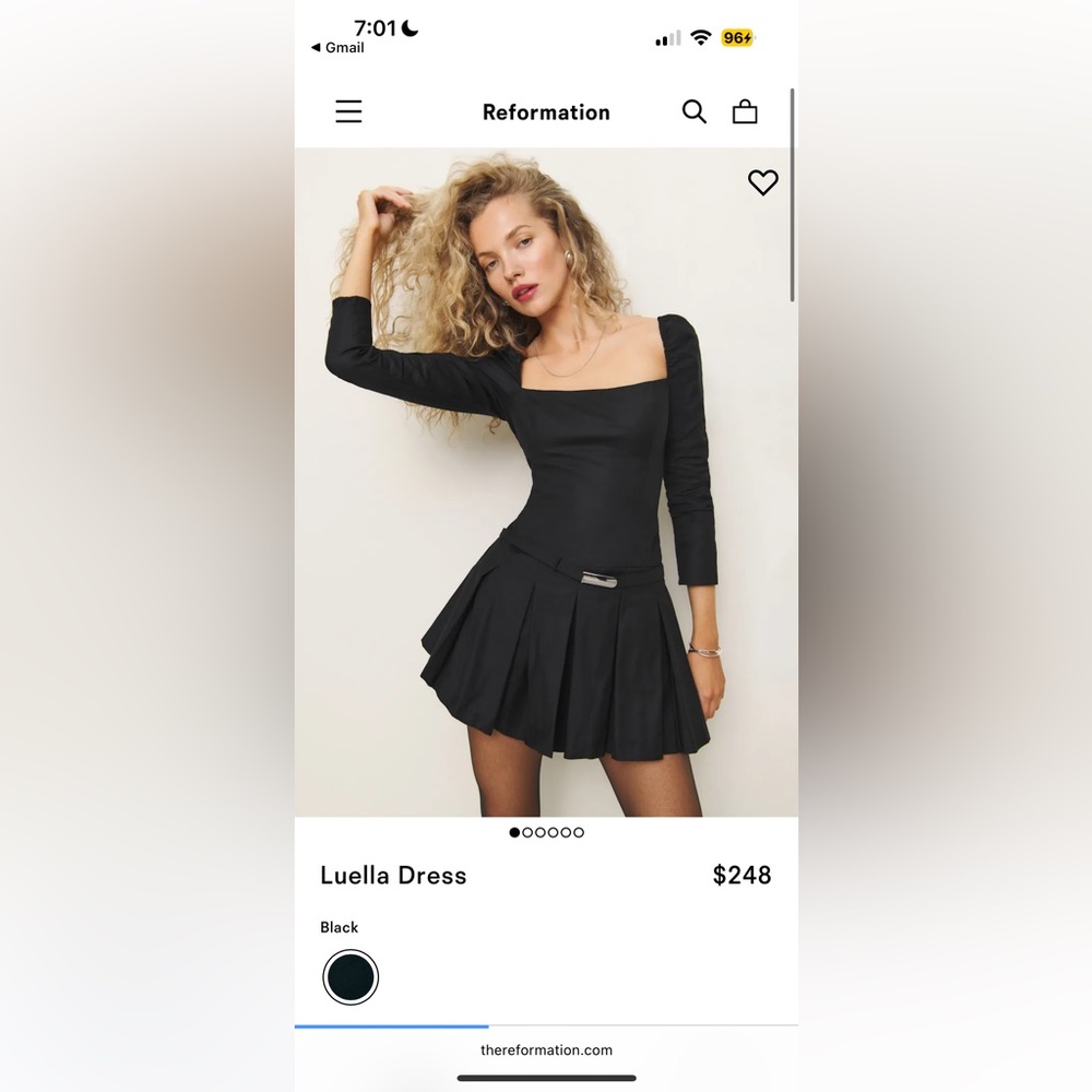 Reformation Black and Silver Fit and Flare Dress